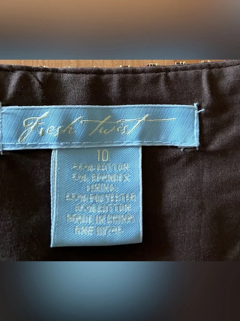 NWT Fresh Twist Embroidered Waistband Brown A-Line Skirt Color Fudge Size 10